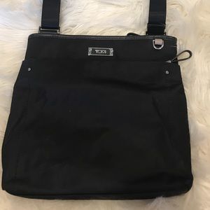 Black nylon tumi crossbody bag